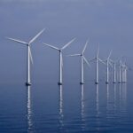 Offshore wind turbines at sea