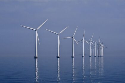 Offshore wind turbines at sea